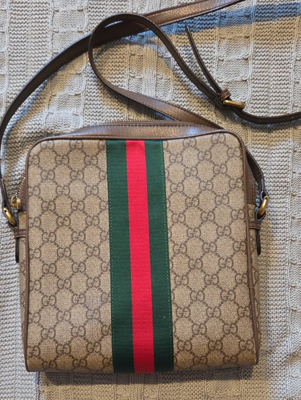 Authentic Gucci GG Supreme Monogram Web Small Ophidia Messenger Bag Brown - Picture 7 of 12